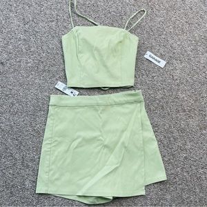 Garage green two piece skort set